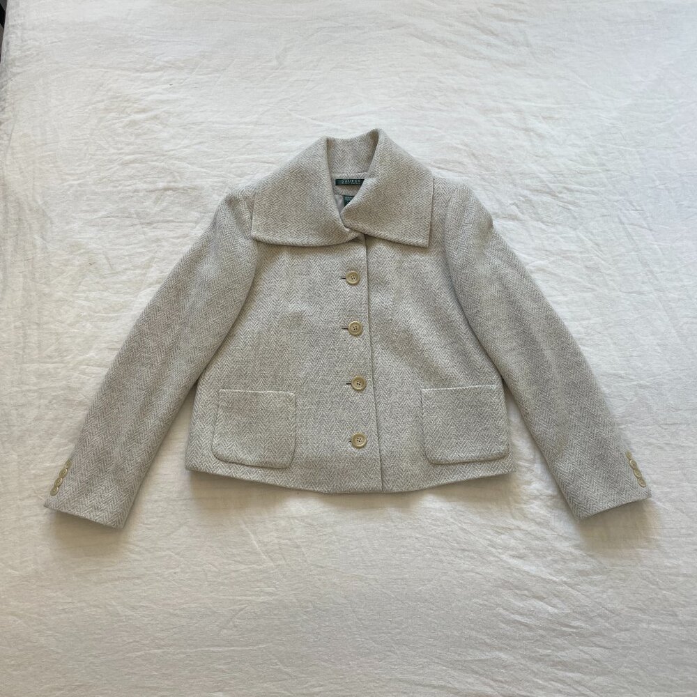 Lauren by Ralph Lauren grey and white herringbone jacket